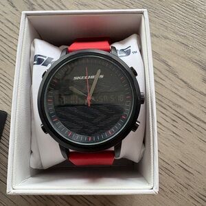 Skechers Men's Black and Red Digital Watch
